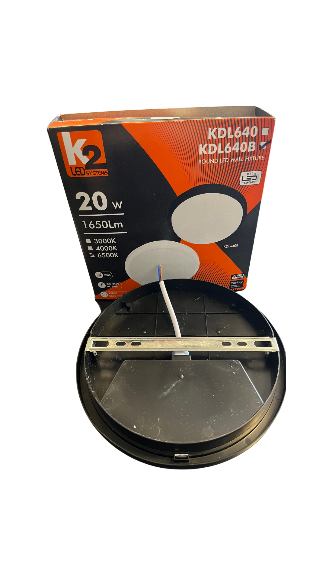 K2 - KDL640B Merkür Led Aplik 20W Siyah Kasa Beyaz Işık