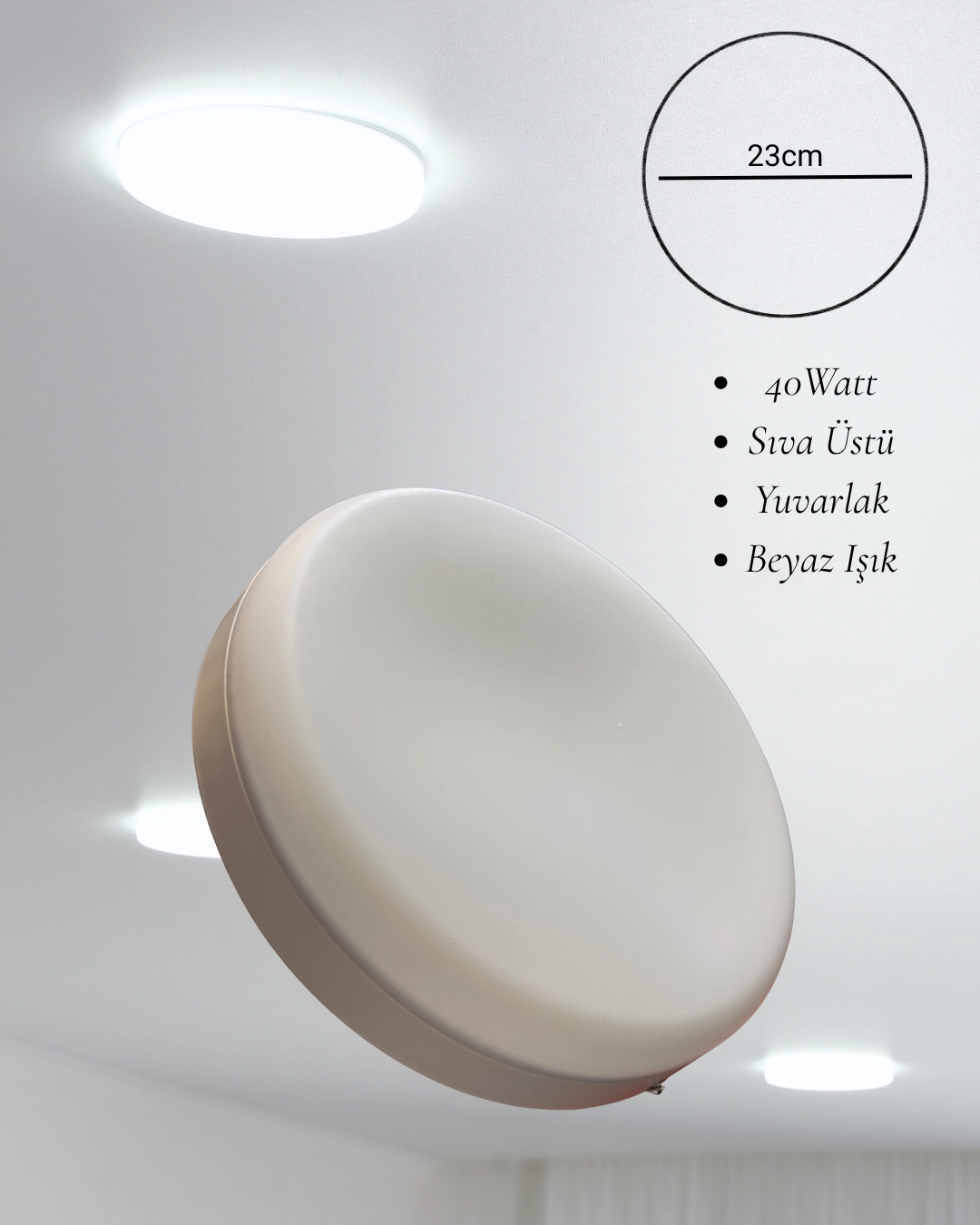 Osaka Sıva Üstü Yuvarlak Led Armatür 40W Beyaz Işık