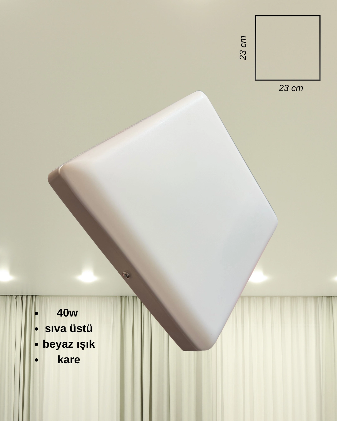 Osaka Sıva Üstü Kare Led Armatür 40 Watt Beyaz Işık 