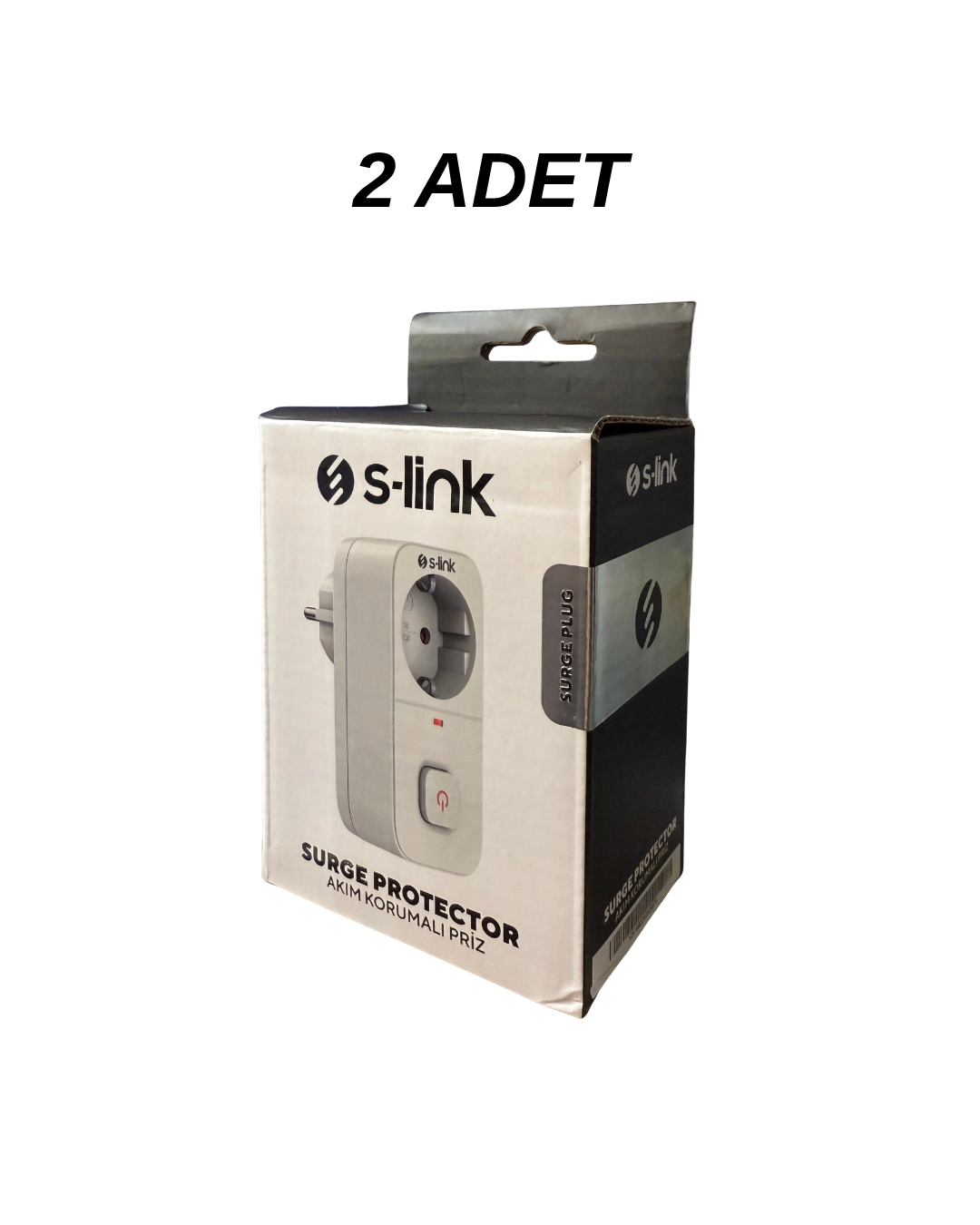 S-Link SL-010 Anahtarlı Akım Korumalı Tekli Priz 16A/250V 750 Joule - 2’li Paket