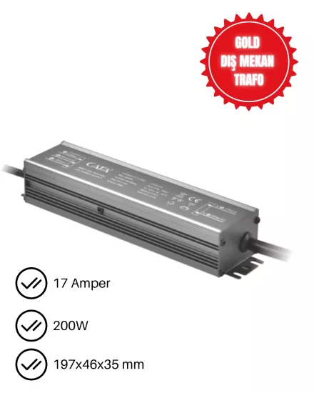 Cata CT-2593 Gold Dış Mekan Şerit Led Trafosu 17A 200W 