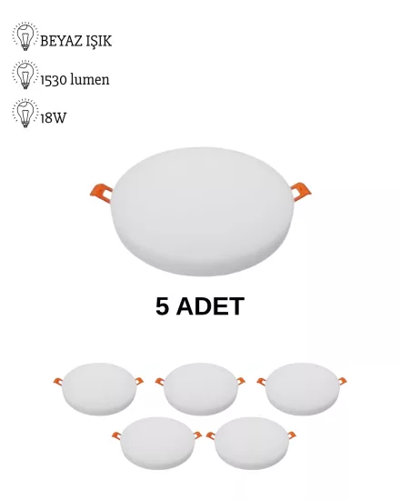 K2 KDL466 Ayarlanabilir Led Panel 18W Beyaz Işık - 5’li Paket 