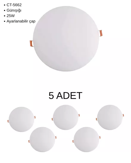Cata CT-5662 Ayarlanabilir X Plus Led Panel 25W Günışığı - 5’li Paket 