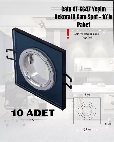 Cata CT-6647 Yeşim Dekoratif Cam Spot - 10’lu Paket 