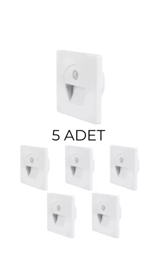 Cata CT-5170 Sensörlü Koridor Aydınlatması Beyaz Kasa Beyaz Işık - 5’li Paket