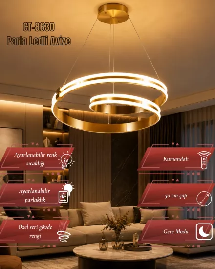 Cata CT-8630 Parla Kumandalı Ledli Avize - 180W 