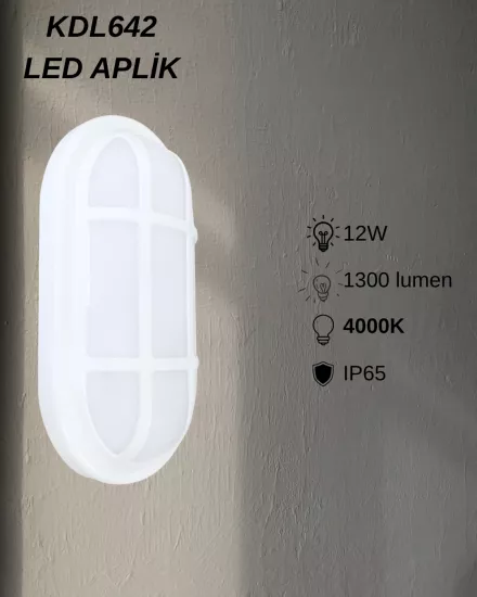 K2 KDL642 Led Satürn Aplik 12W Beyaz Kasa 4000K 