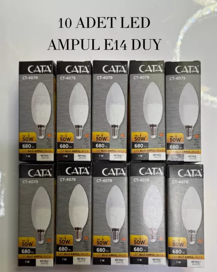 CT-4079 Led Buji Ampul 7W Beyaz Işık E14 Duy -  10’lu Paket 