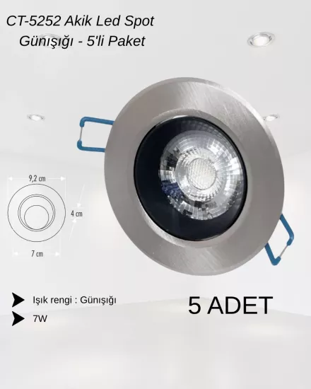 Cata CT-5252 Akik Led Spot 7W Günışığı - 5’li Paket 