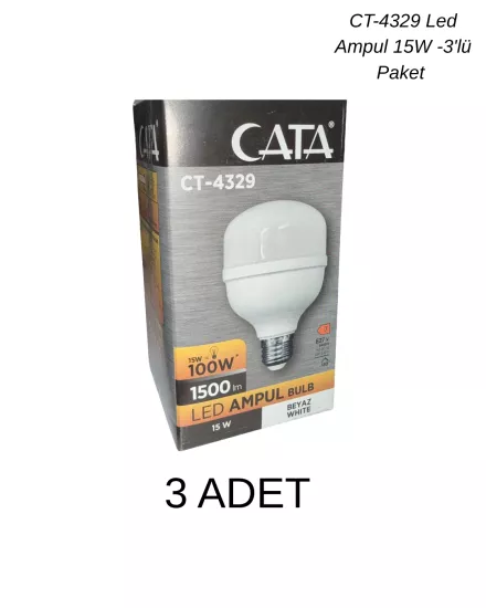 Cata CT-4329 Led Ampul 15W Beyaz Işık - 3’lü Paket 