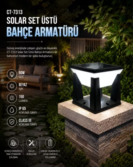 Cata CT-7313 Nepal Solar Set Üstü 50W Beyaz Işık 