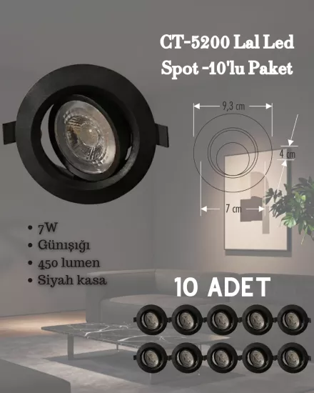Cata CT-5200 Lal Led Spot 7W Günışığı - 10’lu Paket 