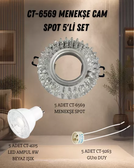 Cata Menekşe Spot Set ( 5 Adet CT-6569 +5 Adet CT-4215 Beyaz +5 Adet CT-9263 Duy)