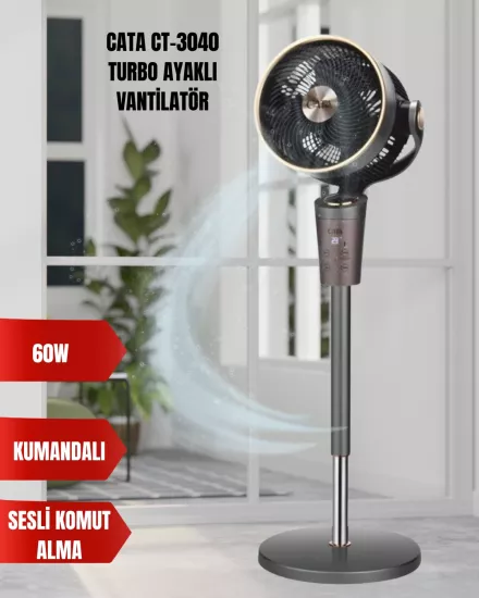 Cata CT-3040 Turbo Ayaklı Vantilatör 60W Kumandalı 