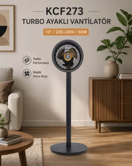 K2 KCF273 Turbo Ayaklı Vantilatör 50W 10’’