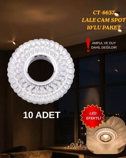 Cata CT-6637 Lale Dekoratif Cam Spot Kasası- 10’lu Paket 