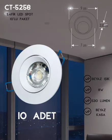Cata CT-5256 Safir Led Spot Beyaz Işık - 10’lu Paket 