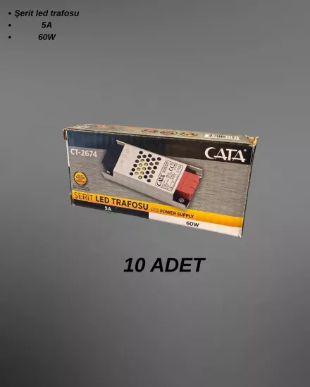 Cata CT-2674 Şerit Led Trafosu 5A 60W - 10’lu Paket 