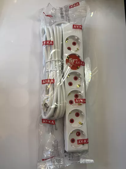 AYKA 6’lı Topraklı Ç.K. Grup Priz 5 Metre ( 3X1 mm2)