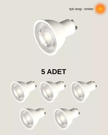 Cata CT-4215 Led Ampul GU10 Duy Amber 8W  - 5’li Paket 
