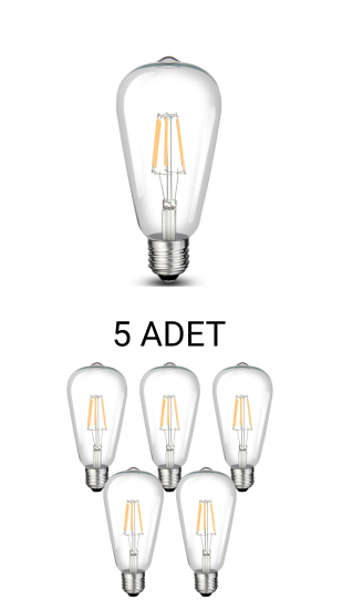 Cata CT-4353 ST64 Rustik Led Ampul 8W Günışığı - 5’li Paket 