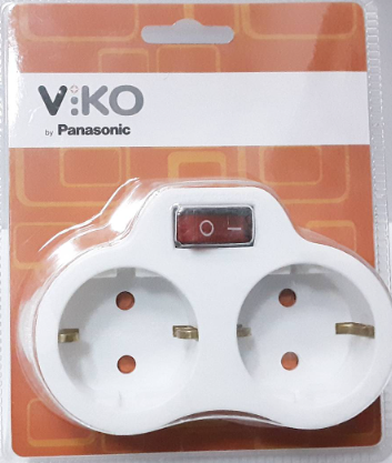 VİKO 90301803 İkili Anahtarlı Topraklı Fiş/Priz