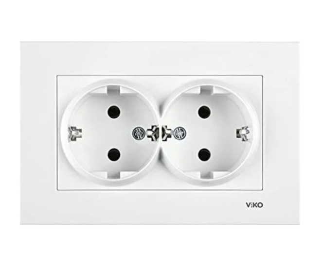 VİKO -90960056 Karre Beyaz İkili Topraklı Priz 
