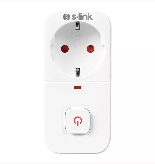 S-Link SL-010 Anahtarlı Akım Korumalı Tekli Priz 16A/250V 750 Joule 