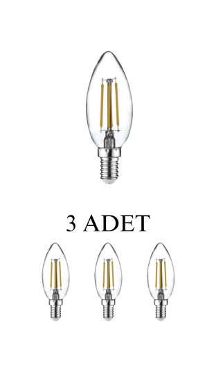 Horoz 001-013-0004 Filament Led Ampul 4W E14 Duy Beyaz Işık - 3’lü Paket 