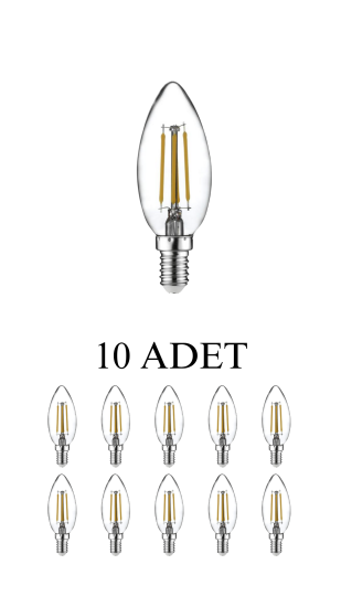 Horoz 001-013-0004 Filament Led Ampul 4W E14 Duy Beyaz Işık - 10’lu Paket