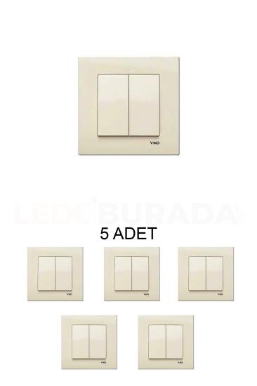 VİKO 90960102 Karre Krem Komütatör Çerçeve Dahil - 5’li Paket