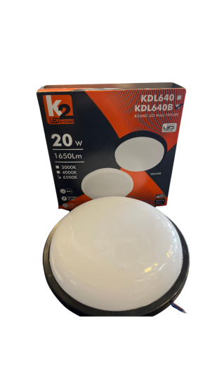 K2 - KDL640B Merkür Led Aplik 20W Siyah Kasa Beyaz Işık