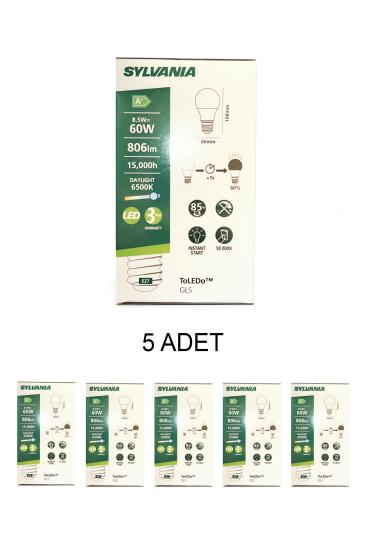 SYLVANIA-8.5W Led Ampul Beyaz Işık E27 Duy - 5’li Paket