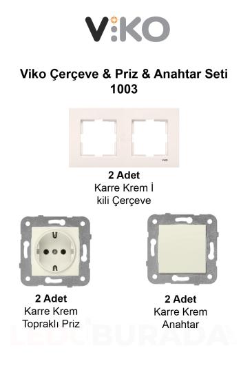 Viko Çerçeve & Priz & Anahtar Seti 1003 (2 adet 2’li çerçeve+ 2 adet topraklı priz+ 2 adet anahtar)