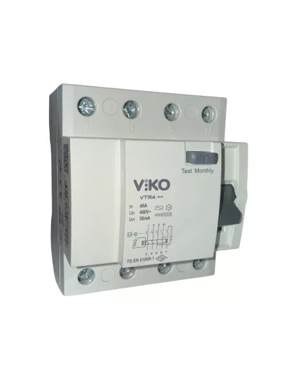 VİKO VTR4-4030 Kaçak Akım Koruma Rölesi 4P 40A 30mA 