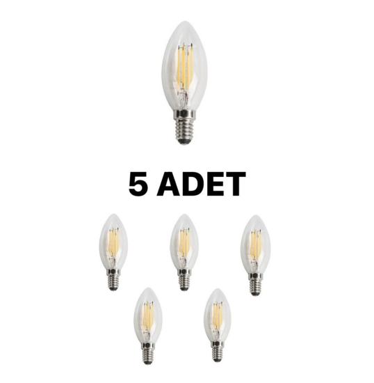  Cata CT-4063 Edison Led Buji Ampul 7W Günışığı (Sarı)- 5’li Paket  