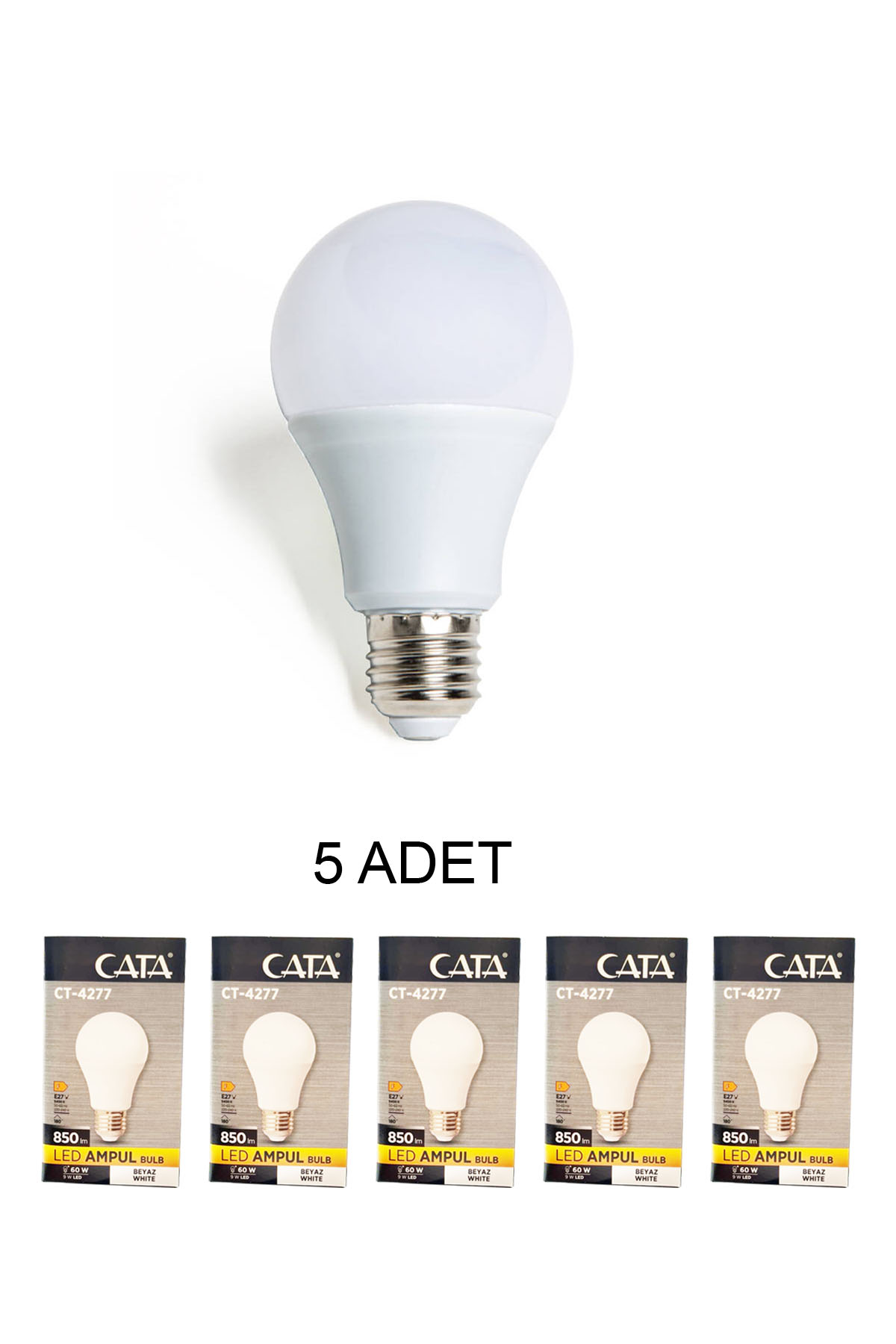 Cata CT-4277 Led Ampul 9W Beyaz 5’li Paket